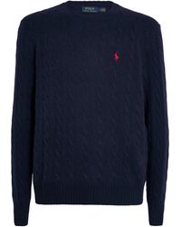 Polo Ralph Lauren - Wool-Cashmere Cable-Knit Polo Pony Sweater - Lyst