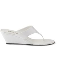 Prada - Patent Leather Wedge Thong Sandals 55 - Lyst