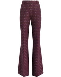 Etro - Wool-Cotton Floral Flared Trousers - Lyst