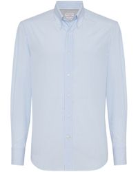 Brunello Cucinelli - Cotton Striped Slim-fit Shirt - Lyst