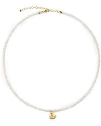 Monica Vinader - Mini Vermeil And Pearl Heart Necklace - Lyst