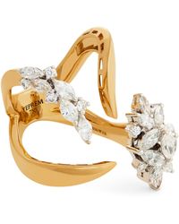 YEPREM - Yellow Gold And Diamond Golden Strada Stackable Ring - Lyst