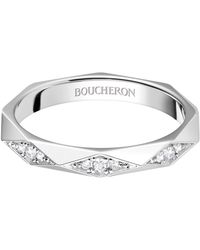 Boucheron - Platinum And Diamond Facette Wedding Band - Lyst
