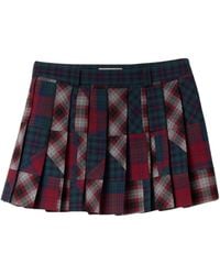 Miu Miu - Wool Plaid Pleated Mini Skirt - Lyst