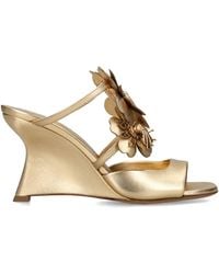 Zimmermann - Metallic Leather Belara Wedge Sandals 85 - Lyst
