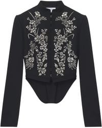 McQueen - Wool Embroidered Floral Cropped Jacket - Lyst