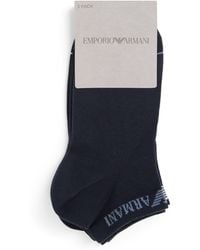 Emporio Armani - Cotton-Blend Jacquard Logo Ankle Socks - Lyst