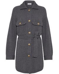 Brunello Cucinelli - Virgin Wool-Cashmere-Silk Cardigan - Lyst
