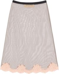 Valentino - Jersey Sheer Midi Skirt - Lyst