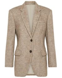 Brunello Cucinelli - Mohair-blend Monili-detail Blazer - Lyst