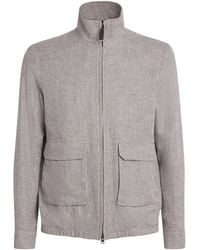 Herno - Linen-Blend Houndstooth Bomber Jacket - Lyst