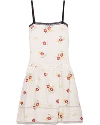 Prada - Linen Floral Mini Dress - Lyst