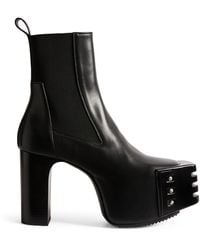 Rick Owens - Leather Grilled Platform Heeled Boots - Lyst