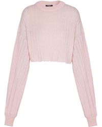 Balmain - Mohair-Silk Cropped Sweater - Lyst