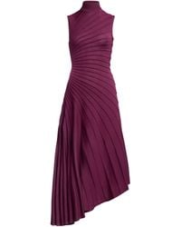 Alaïa - Wool Asymmetric Ray Midi Dress - Lyst