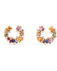 Suzanne Kalan - Diamond And Pastel Sapphire Shimmer Spiral Hoop Earrings - Lyst