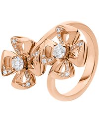 BVLGARI - Rose Gold And Diamond Fiorever Ring - Lyst