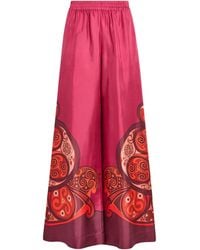 La DoubleJ - Silk Palazzo Placée Wide-Leg Trousers - Lyst