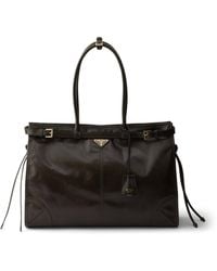 Prada - Extra Large Leather Bonnie Shoulder Bag - Lyst