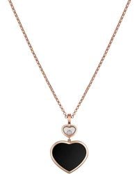 Chopard - Diamond And Onyx Happy Hearts Pendant Necklace - Lyst