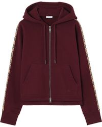 Burberry - Cotton Check-Trim Zip-Up Hoodie - Lyst