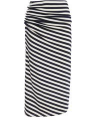 Rabanne - Wool Asymmetric Stripe Midi Skirt - Lyst