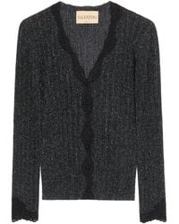 Valentino - Lace-Trim Lurex Cardigan - Lyst