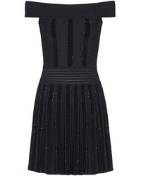 Balmain - Off-The-Shoulder Knit Mini Dress - Lyst