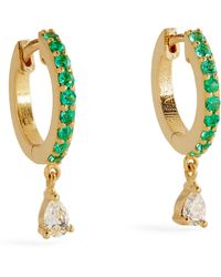 Jennifer Meyer - Yellow Gold, Diamond And Emerald Huggie Earrings - Lyst