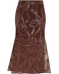 Brunello Cucinelli - Silk Embellished Midi Skirt - Lyst