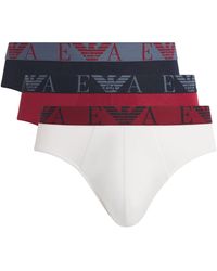 Emporio Armani - Stretch-Cotton Bold Monogram Logo Briefs - Lyst