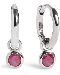 Monica Vinader - Sterling And Ruby July Birthstone Huggie Earrings - Lyst