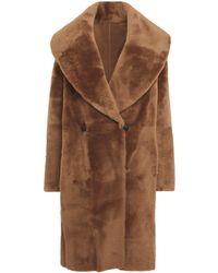 Lafayette 148 New York - Shearling Reversible Shawl-Collar Coat - Lyst