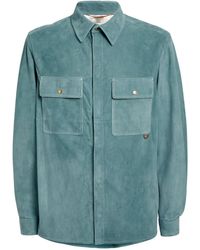 Agnona - Suede Collared Shirt - Lyst
