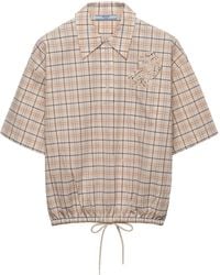 Prada - Cotton Embroidered Check Shirt - Lyst