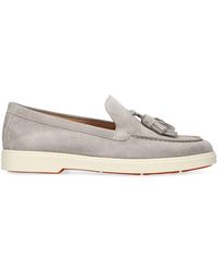 Santoni - Suede Feudal Loafers - Lyst