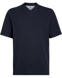 Brunello Cucinelli - Cotton Jersey V-Neck T-Shirt - Lyst