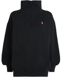 Polo Ralph Lauren - Cotton-Blend Fleece Polo Pony Quarter-Zip Sweater - Lyst