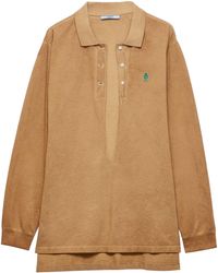 Prada - Cotton Piqué Plunge-Neck Polo Shirt - Lyst