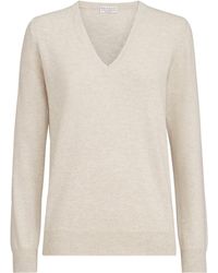 Brunello Cucinelli - Cashmere Monili-Detail V-Neck Sweater - Lyst