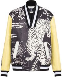 Balmain - Leather Tiger Varsity Jacket - Lyst