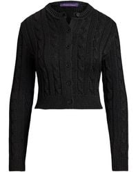 Ralph Lauren - Silk Cable-Knit Cropped Cardigan - Lyst