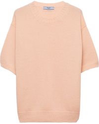 Prada - Wool-Cashmere Short-Sleeve Sweater - Lyst
