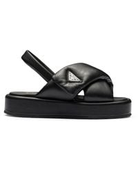 Prada - Padded Leather Slingback Sandals 35 - Lyst