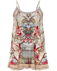 Camilla Silk Ruffled Playsuit - Multicolor