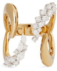 YEPREM - And Diamond Golden Strada Stackable Ring - Lyst