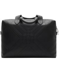 Burberry - Leather Check-Embossed Briefcase - Lyst