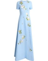 Carolina Herrera - Crepe Floral Embroidered Gown - Lyst