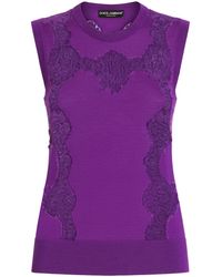 Dolce & Gabbana - Wool And Lace Tank Top - Lyst