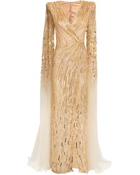 Jenny Packham - Exclusive Draped Sleeve V-neck Gown - Lyst